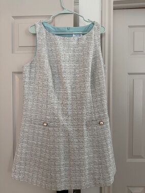 Chelsea Reece Blue Cream Tweed Mini Shift Dress 20/22